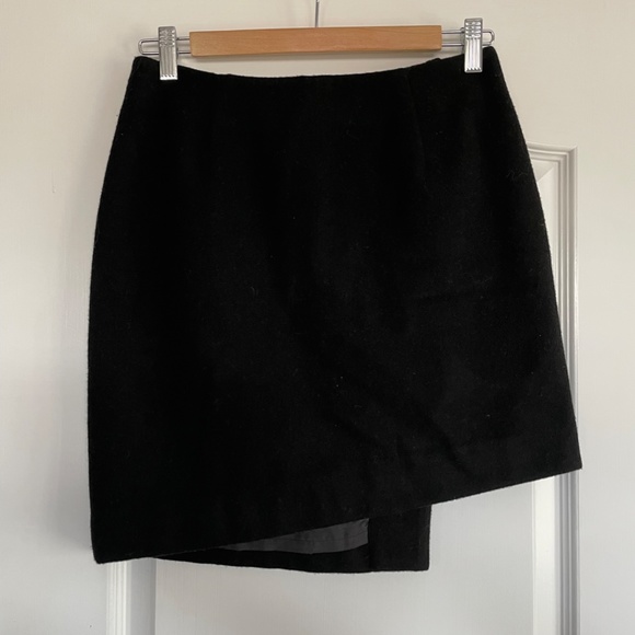 Black Wool Skirt Opening Ceremony Med Mini with Small Slit - Picture 4 of 4